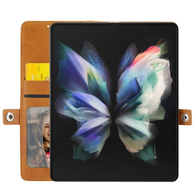 For Samsung Galaxy Z Fold6 Cubic Grid Calf Texture Magnetic Leather Phone Case