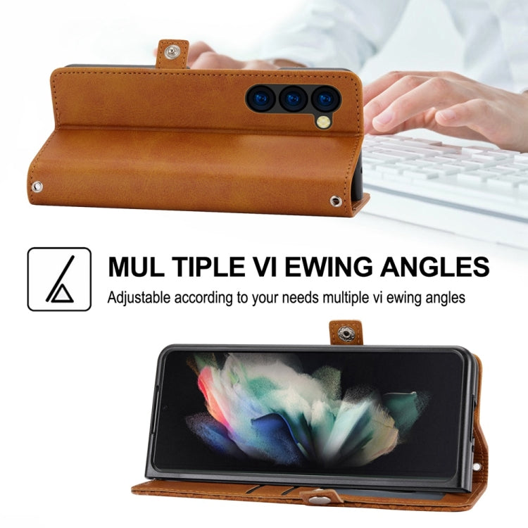 For Samsung Galaxy Z Fold6 Cubic Grid Calf Texture Magnetic Leather Phone Case