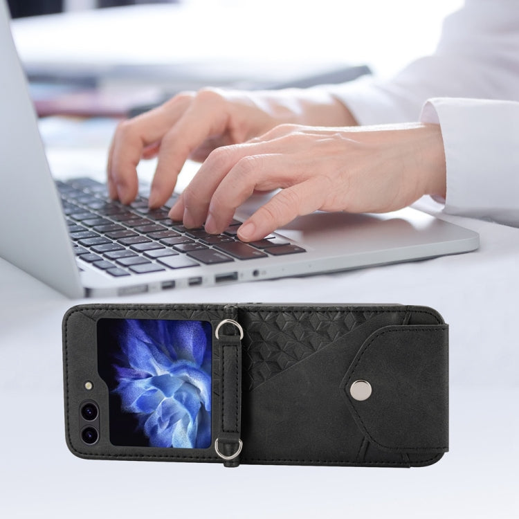 For Samsung Galaxy Z Flip6 / Flip7 FE Cubic Grid Calf Texture Magnetic Leather Phone Case
