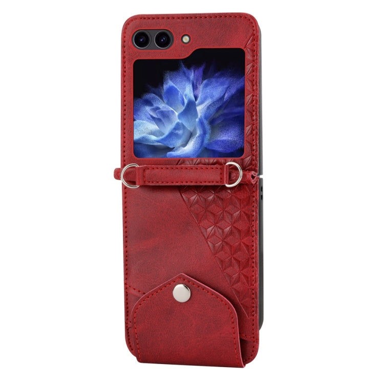 For Samsung Galaxy Z Flip6 / Flip7 FE Cubic Grid Calf Texture Magnetic Leather Phone Case