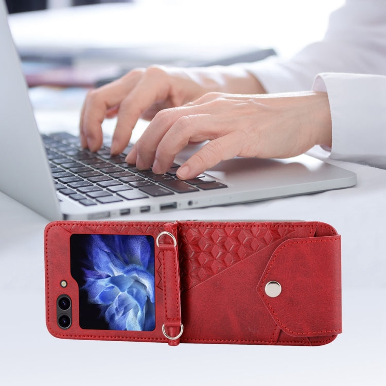 For Samsung Galaxy Z Flip6 / Flip7 FE Cubic Grid Calf Texture Magnetic Leather Phone Case