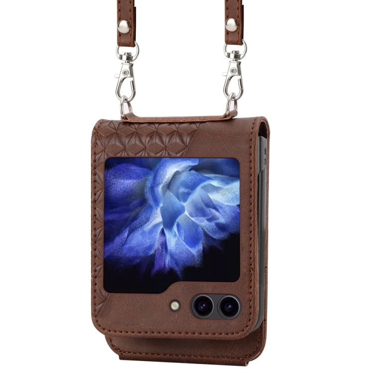 For Samsung Galaxy Z Flip6 / Flip7 FE Cubic Grid Calf Texture Magnetic Leather Phone Case
