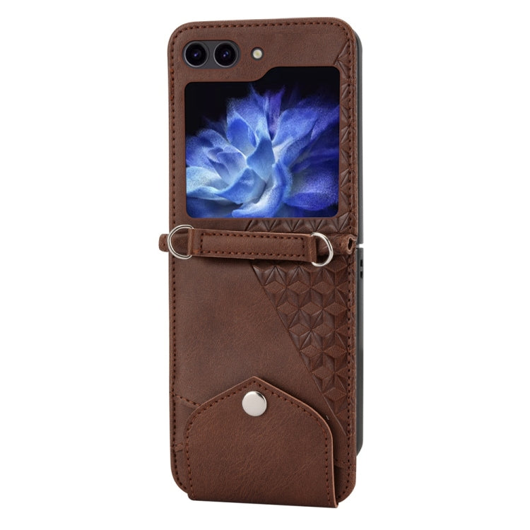 For Samsung Galaxy Z Flip6 / Flip7 FE Cubic Grid Calf Texture Magnetic Leather Phone Case