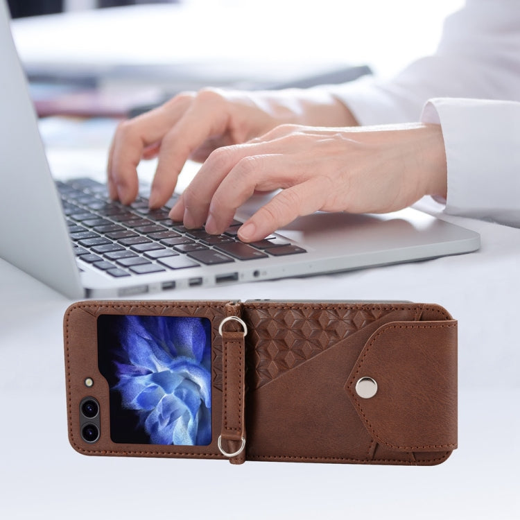For Samsung Galaxy Z Flip6 / Flip7 FE Cubic Grid Calf Texture Magnetic Leather Phone Case