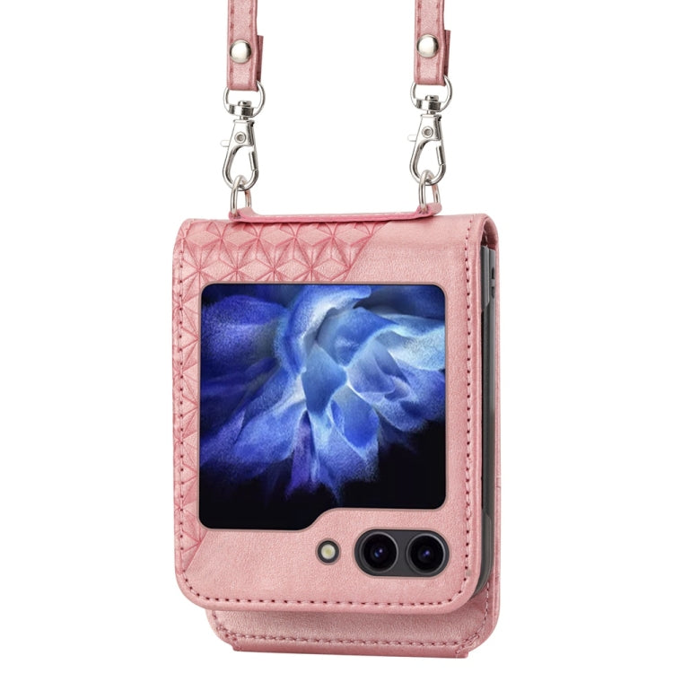 For Samsung Galaxy Z Flip6 / Flip7 FE Cubic Grid Calf Texture Magnetic Leather Phone Case