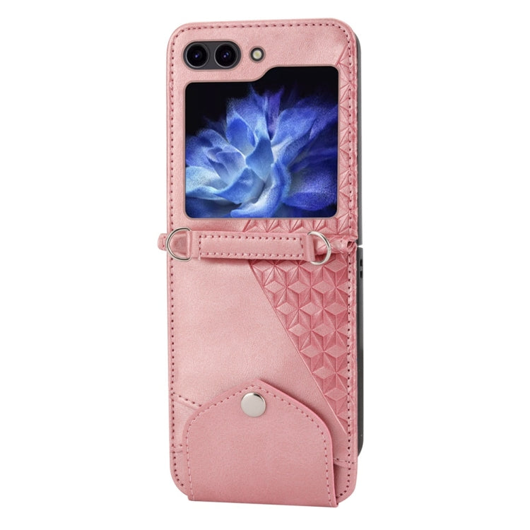 For Samsung Galaxy Z Flip6 / Flip7 FE Cubic Grid Calf Texture Magnetic Leather Phone Case