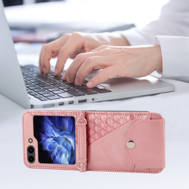 For Samsung Galaxy Z Flip6 / Flip7 FE Cubic Grid Calf Texture Magnetic Leather Phone Case