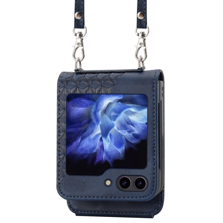 For Samsung Galaxy Z Flip6 / Flip7 FE Cubic Grid Calf Texture Magnetic Leather Phone Case