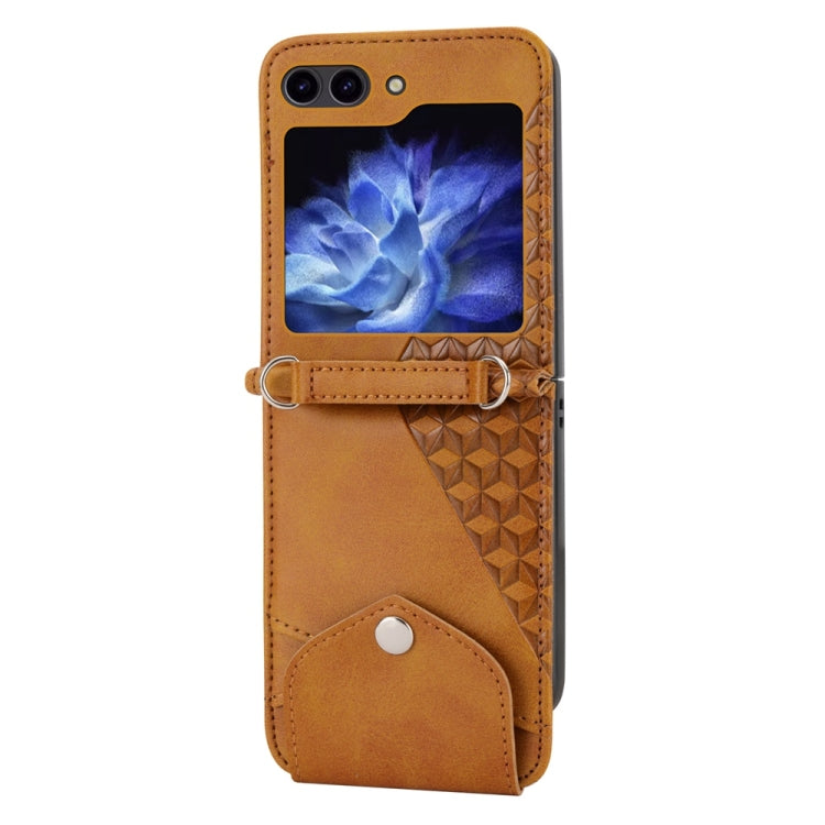 For Samsung Galaxy Z Flip6 / Flip7 FE Cubic Grid Calf Texture Magnetic Leather Phone Case