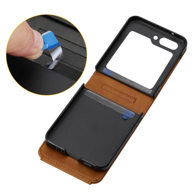 For Samsung Galaxy Z Flip6 / Flip7 FE Cubic Grid Calf Texture Magnetic Leather Phone Case