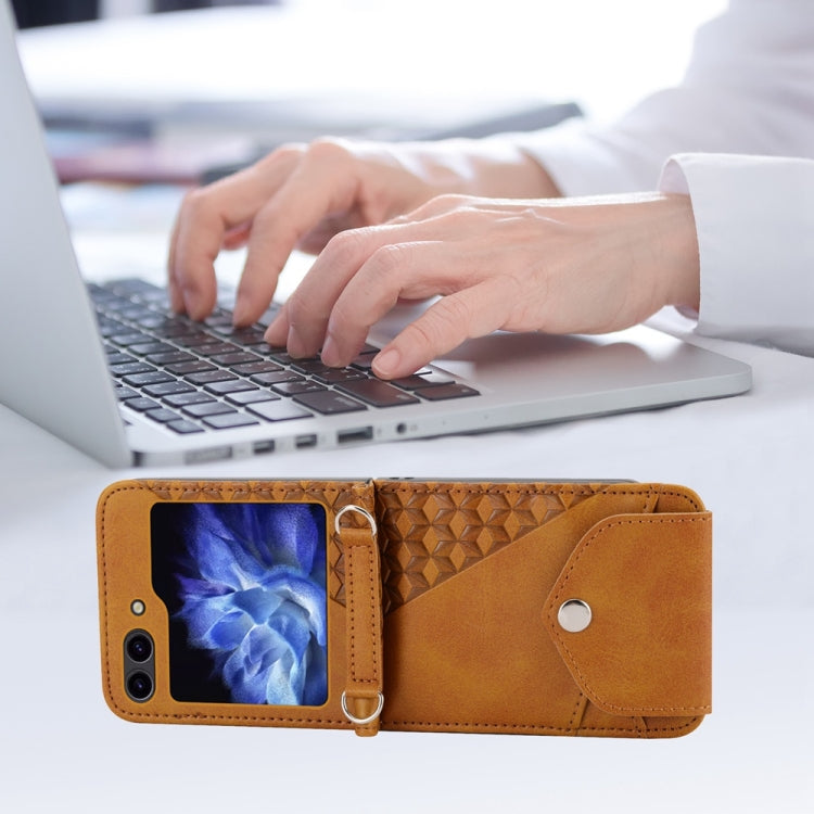 For Samsung Galaxy Z Flip6 / Flip7 FE Cubic Grid Calf Texture Magnetic Leather Phone Case