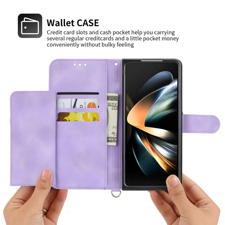 For Samsung Galaxy Z Fold6 Skin Feel Flowers Embossed Wallet Leather Phone Case