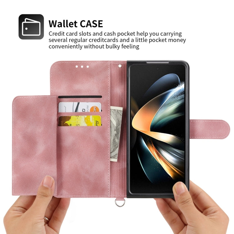 For Samsung Galaxy Z Fold6 Skin Feel Flowers Embossed Wallet Leather Phone Case