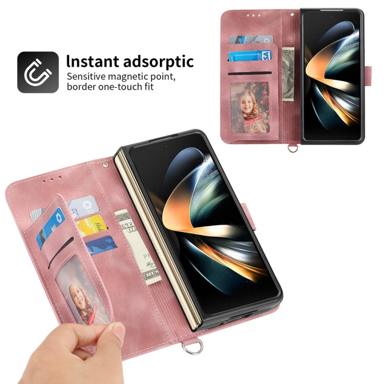 For Samsung Galaxy Z Fold6 Skin Feel Flowers Embossed Wallet Leather Phone Case