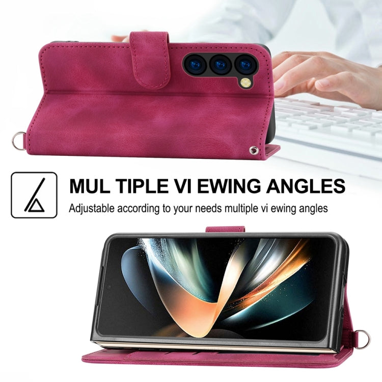 For Samsung Galaxy Z Fold6 Skin Feel Flowers Embossed Wallet Leather Phone Case
