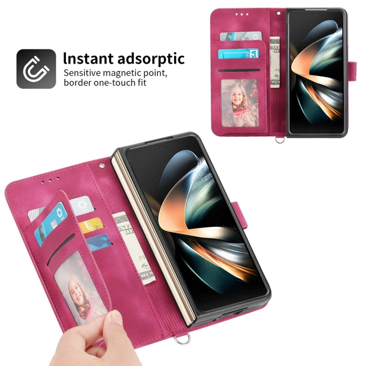 For Samsung Galaxy Z Fold6 Skin Feel Flowers Embossed Wallet Leather Phone Case