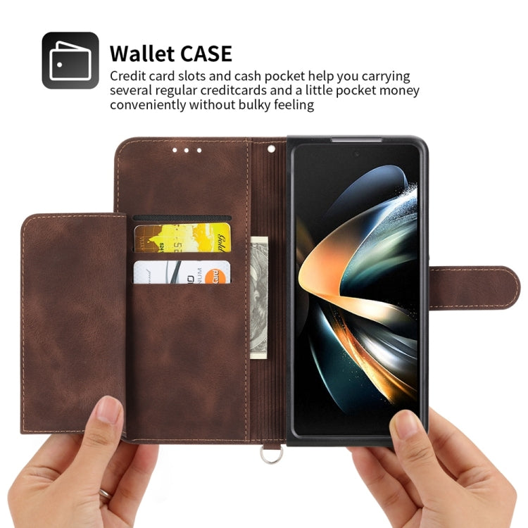 For Samsung Galaxy Z Fold6 Skin Feel Flowers Embossed Wallet Leather Phone Case