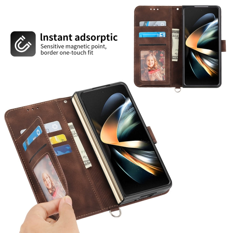 For Samsung Galaxy Z Fold6 Skin Feel Flowers Embossed Wallet Leather Phone Case