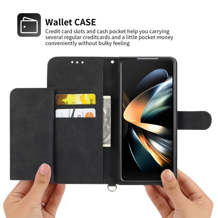 For Samsung Galaxy Z Fold6 Skin Feel Flowers Embossed Wallet Leather Phone Case