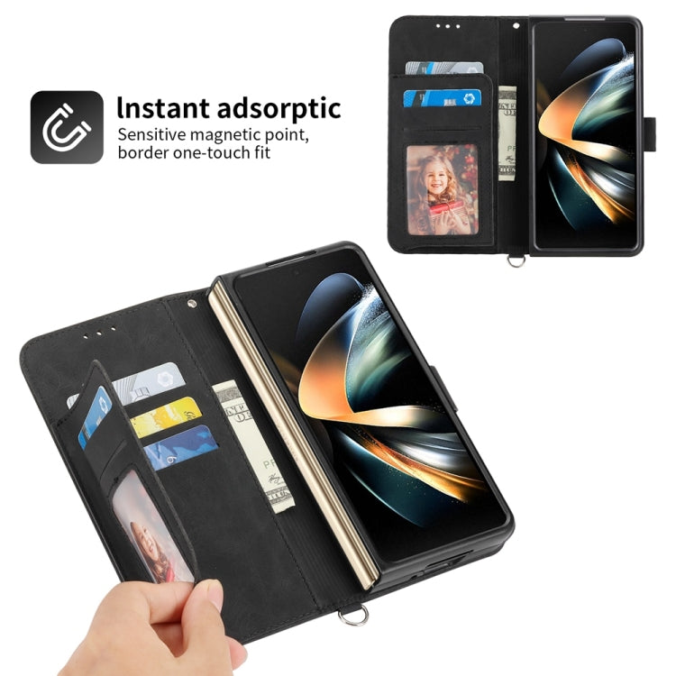 For Samsung Galaxy Z Fold6 Skin Feel Flowers Embossed Wallet Leather Phone Case