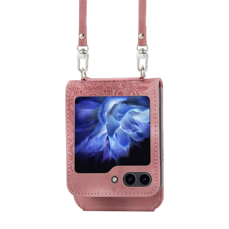 For Samsung Galaxy Z Flip6 / Flip7 FE Skin Feel Flowers Embossed Wallet Leather Phone Case