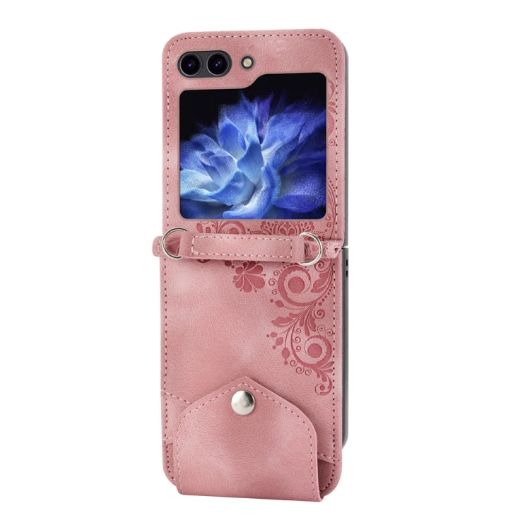 For Samsung Galaxy Z Flip6 / Flip7 FE Skin Feel Flowers Embossed Wallet Leather Phone Case