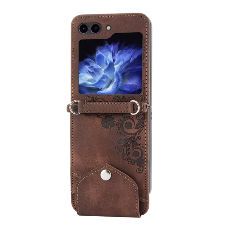 For Samsung Galaxy Z Flip6 / Flip7 FE Skin Feel Flowers Embossed Wallet Leather Phone Case