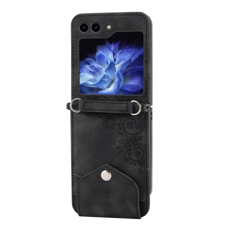 For Samsung Galaxy Z Flip6 / Flip7 FE Skin Feel Flowers Embossed Wallet Leather Phone Case
