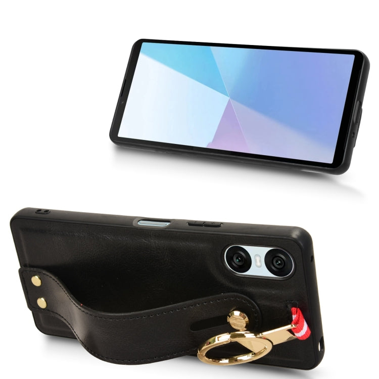 For Sony Xperia 10 VI Wristband Leather Back Phone Case