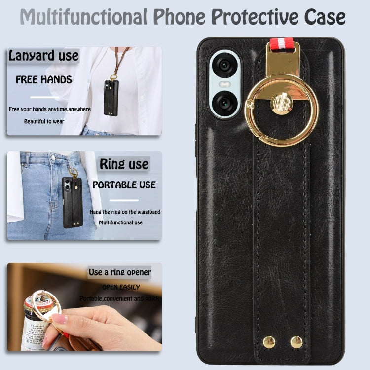 For Sony Xperia 10 VI Wristband Leather Back Phone Case