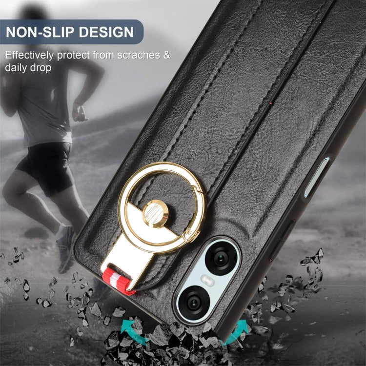 For Sony Xperia 10 VI Wristband Leather Back Phone Case
