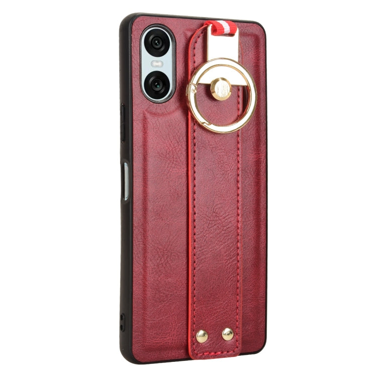 For Sony Xperia 10 VI Wristband Leather Back Phone Case