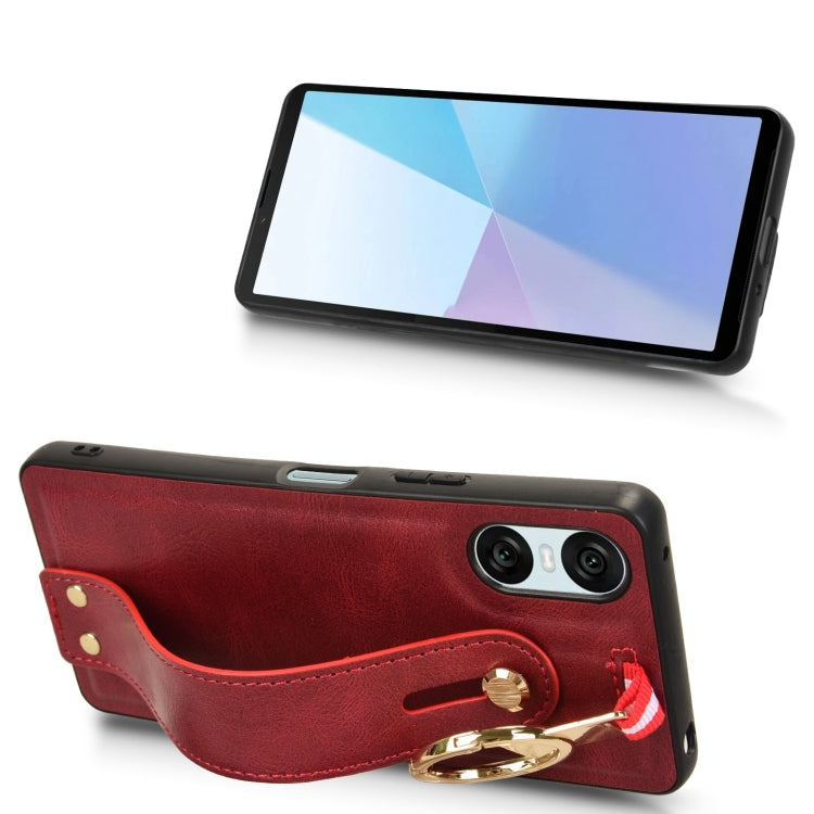 For Sony Xperia 10 VI Wristband Leather Back Phone Case