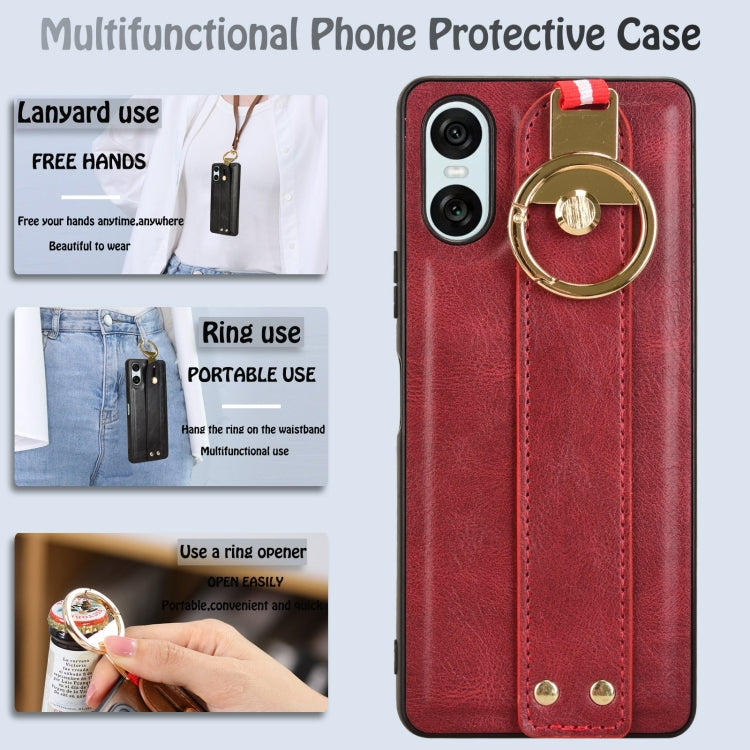 For Sony Xperia 10 VI Wristband Leather Back Phone Case