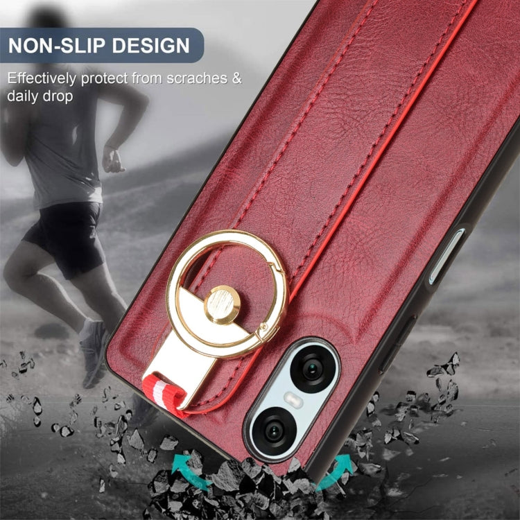 For Sony Xperia 10 VI Wristband Leather Back Phone Case