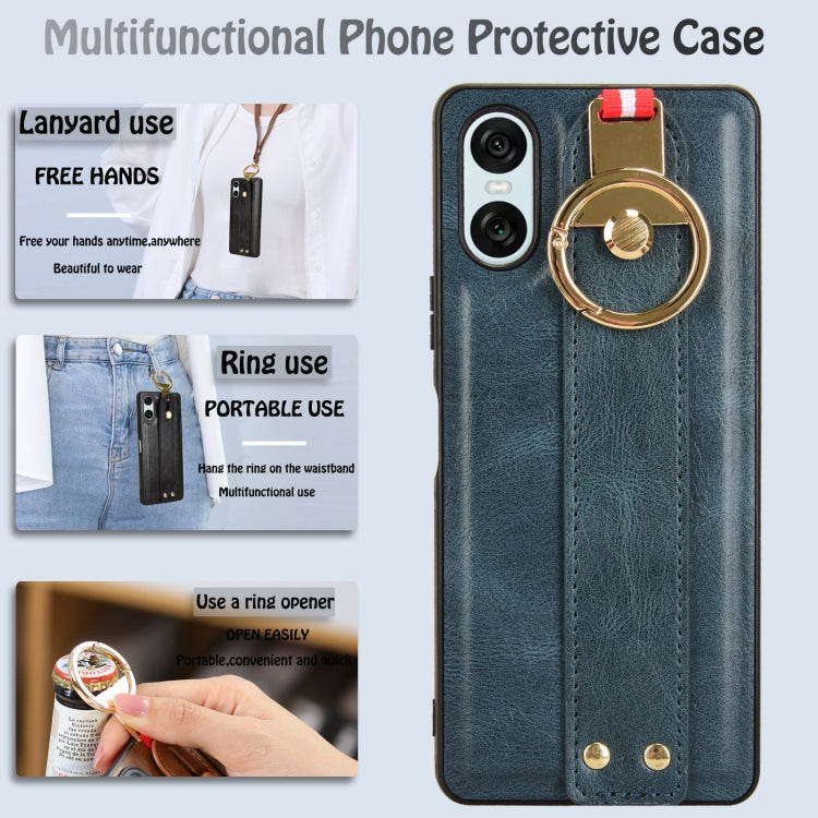 For Sony Xperia 10 VI Wristband Leather Back Phone Case