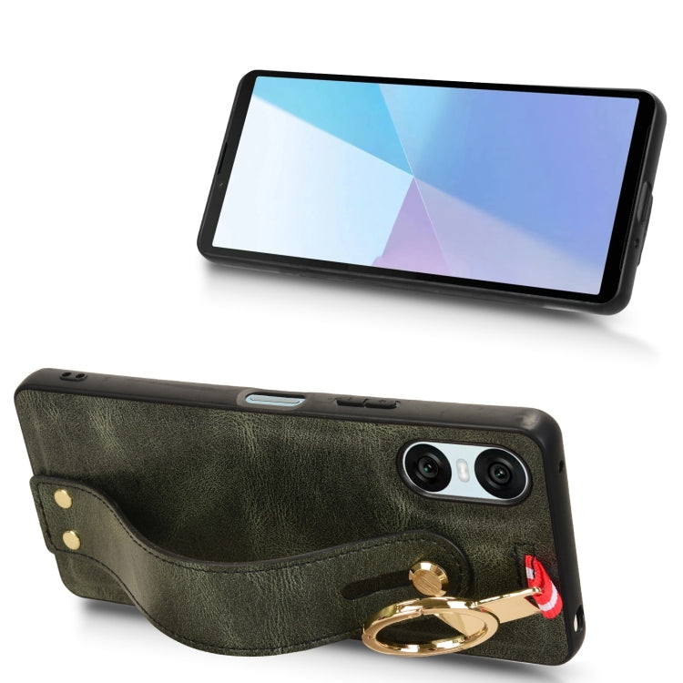 For Sony Xperia 10 VI Wristband Leather Back Phone Case