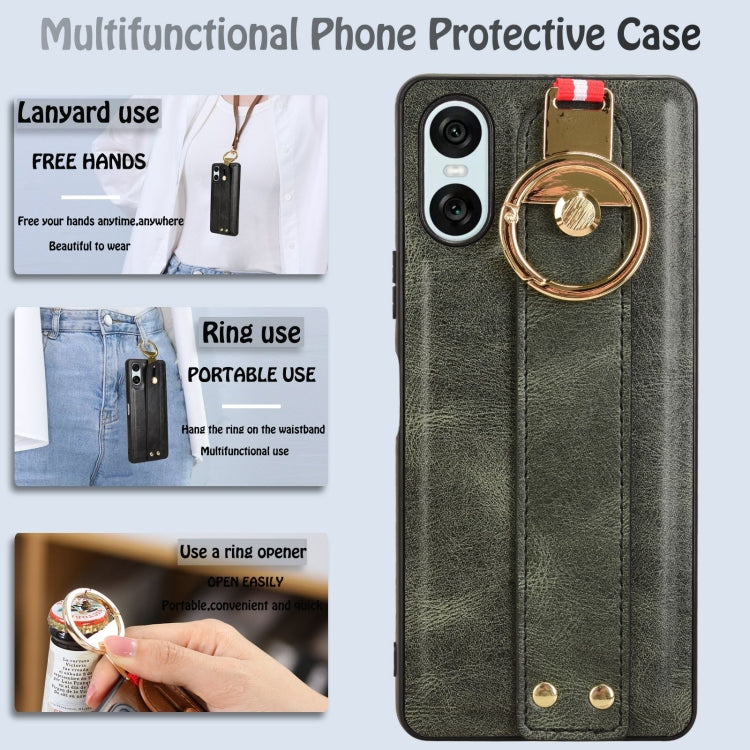 For Sony Xperia 10 VI Wristband Leather Back Phone Case