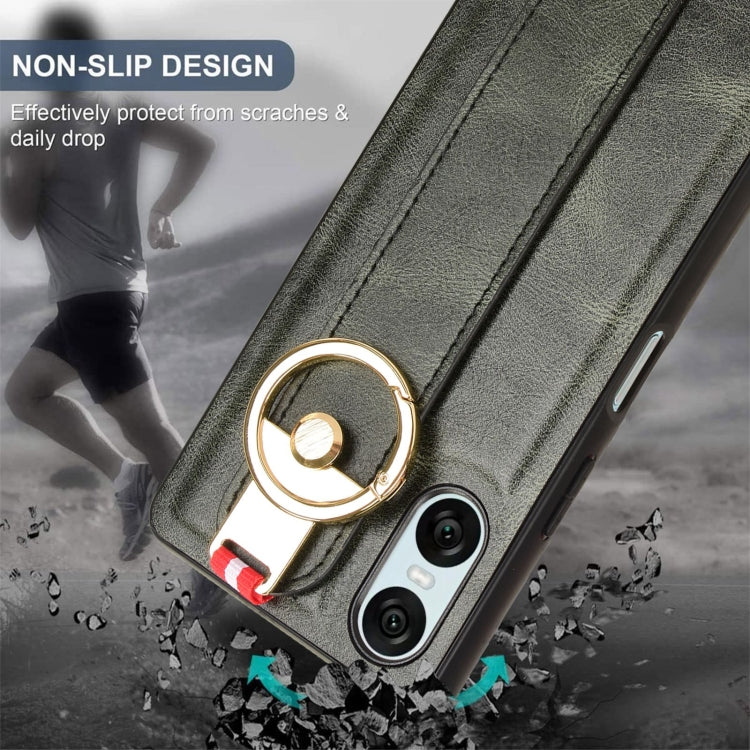 For Sony Xperia 10 VI Wristband Leather Back Phone Case