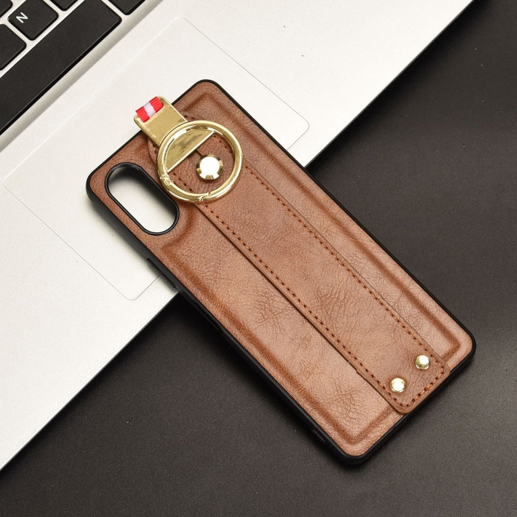 For Sony Xperia 10 VI Wristband Leather Back Phone Case