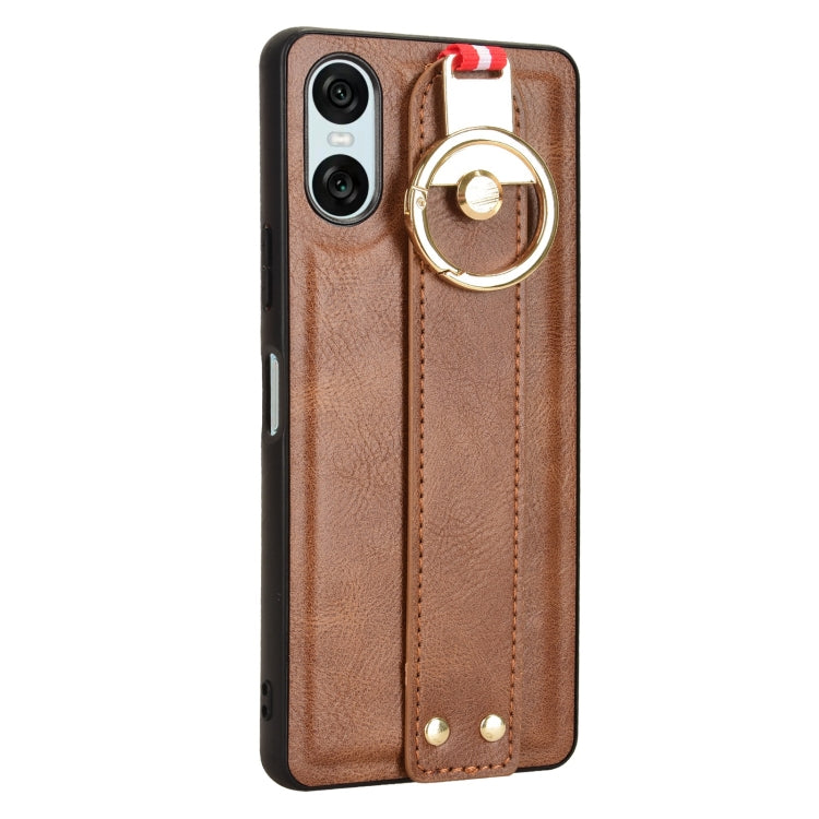For Sony Xperia 10 VI Wristband Leather Back Phone Case