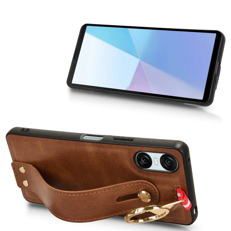 For Sony Xperia 10 VI Wristband Leather Back Phone Case