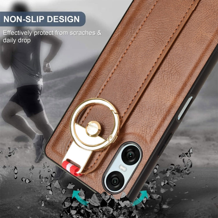 For Sony Xperia 10 VI Wristband Leather Back Phone Case