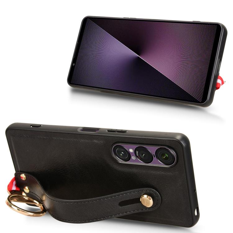 For Sony Xperia 1 VII Wristband Leather Back Phone Case