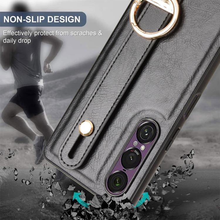 For Sony Xperia 1 VII Wristband Leather Back Phone Case