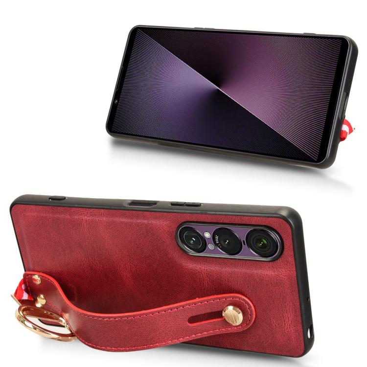 For Sony Xperia 1 VII Wristband Leather Back Phone Case