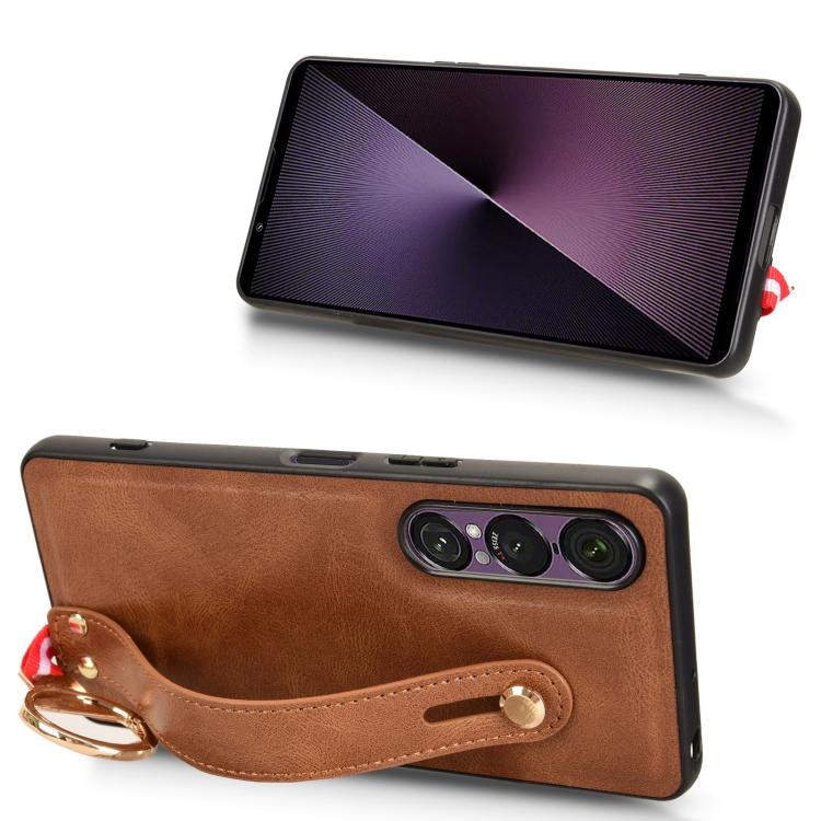For Sony Xperia 1 VII Wristband Leather Back Phone Case