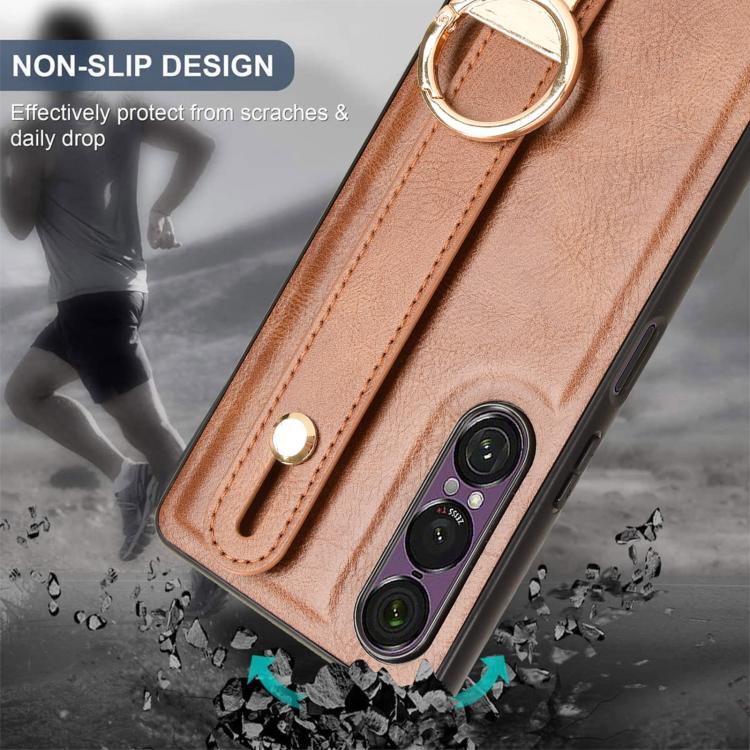 For Sony Xperia 1 VII Wristband Leather Back Phone Case