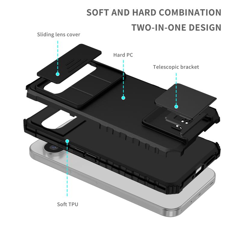 For Google Pixel 9 Pro XL Stereoscopic Holder Sliding Camshield Phone Case