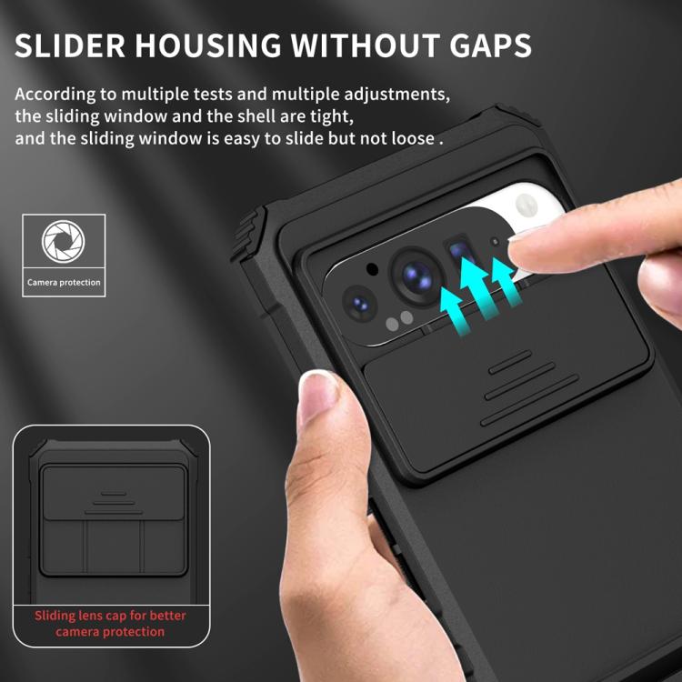 For Google Pixel 9 Pro XL Stereoscopic Holder Sliding Camshield Phone Case